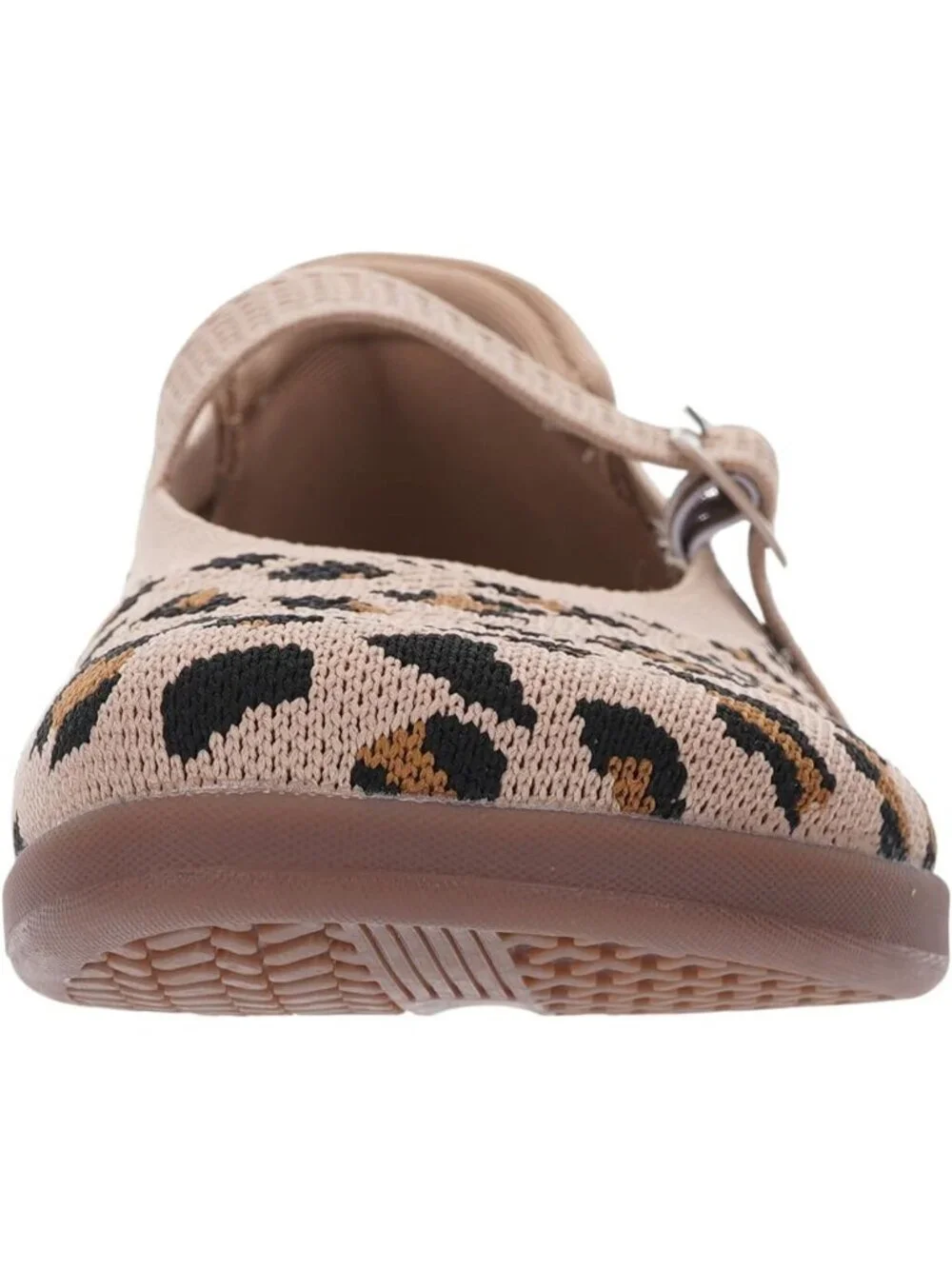 Women's Leopard Barefoot Mary Jane Flats Knit Adjustable Straps Shoes